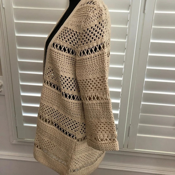 New Chicos Macrame Misty Open Cardigan Beige 1 Med - Picture 7 of 12